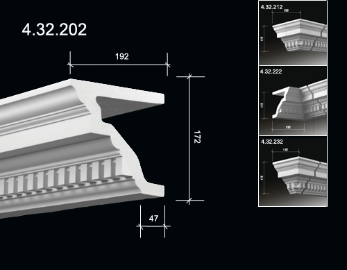  4.32.202  Polyurethane cornices with ornament