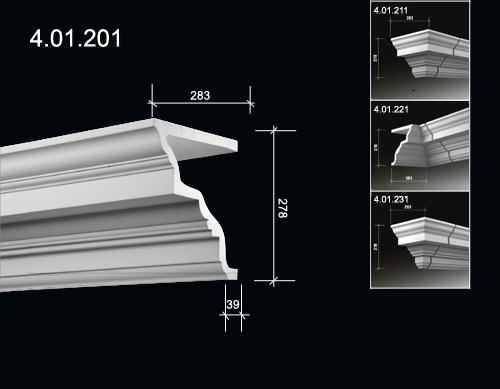 4.01.201 Карнизы с гладким профилем из полиуретана