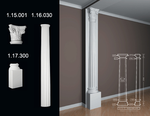 1.16.030 / 1.15.001 / 1.17.300 Полуколонна из полиуретана