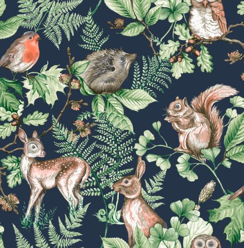 108568 Woodland Animals Navy oбои