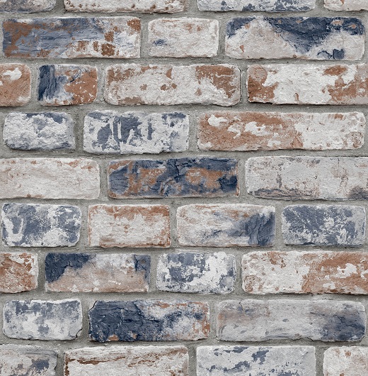 108596 Distressed Brick Navy Red oбои