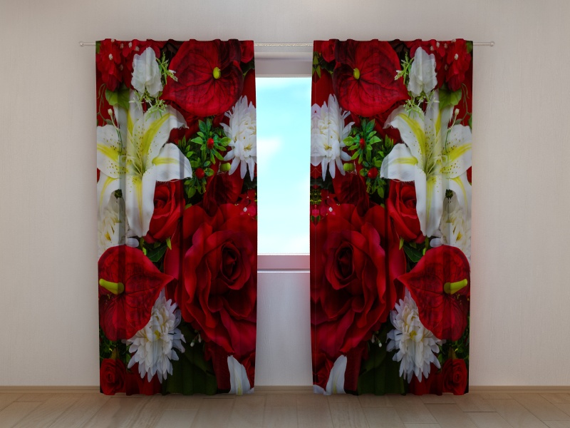 Photo curtains Roses and Lilies